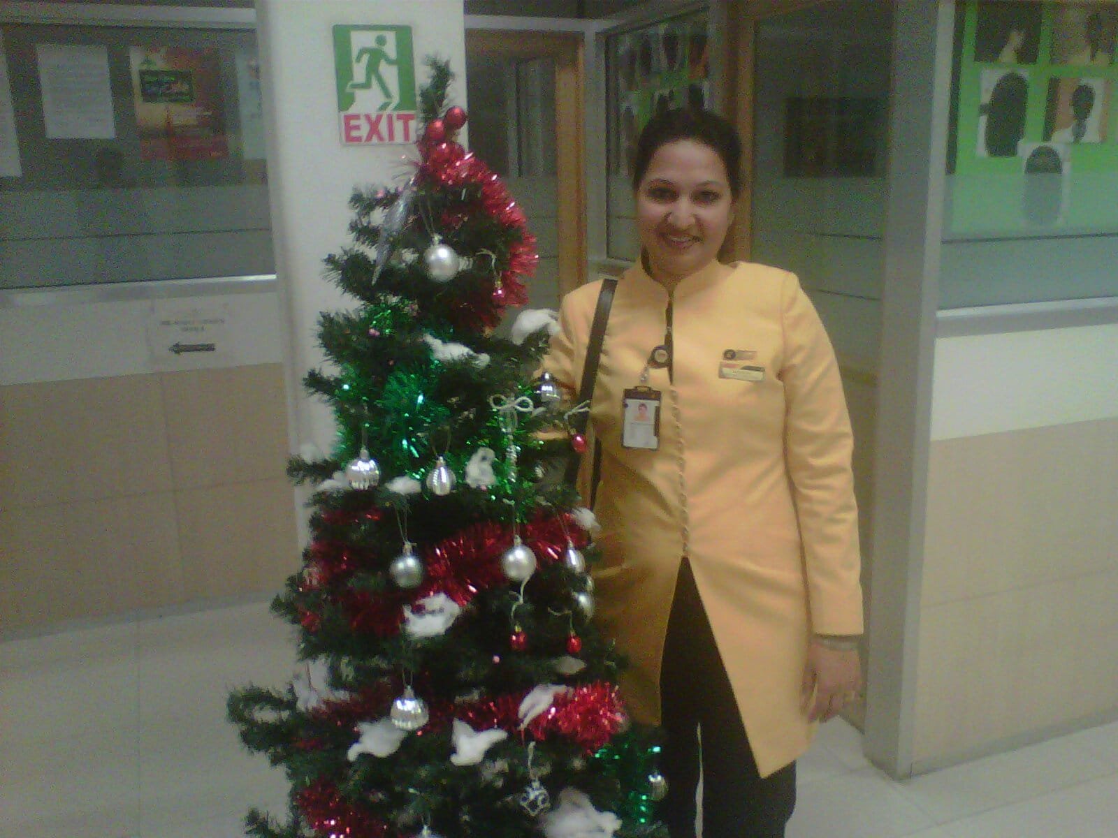 In airline uniform during festive celebrations