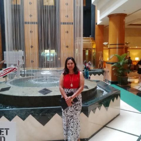 At a luxury hotel lobby