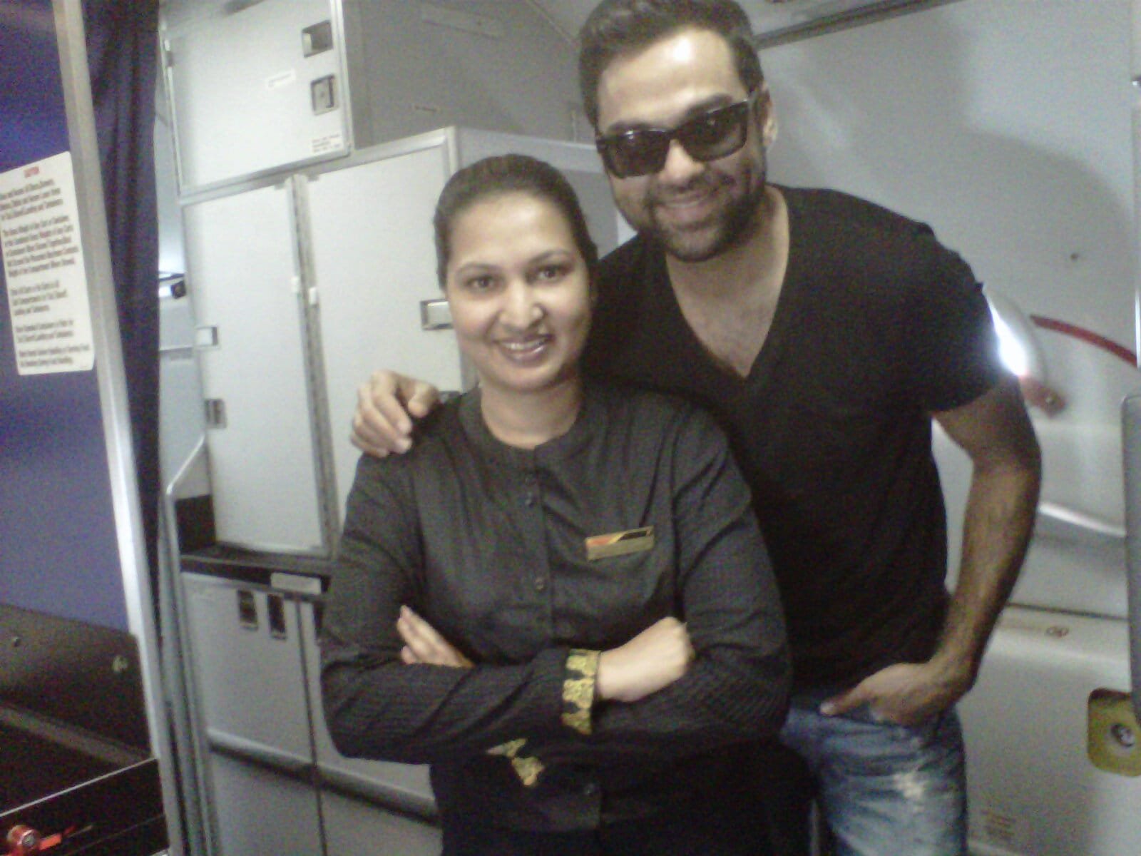 With Abhay Deol during a flight