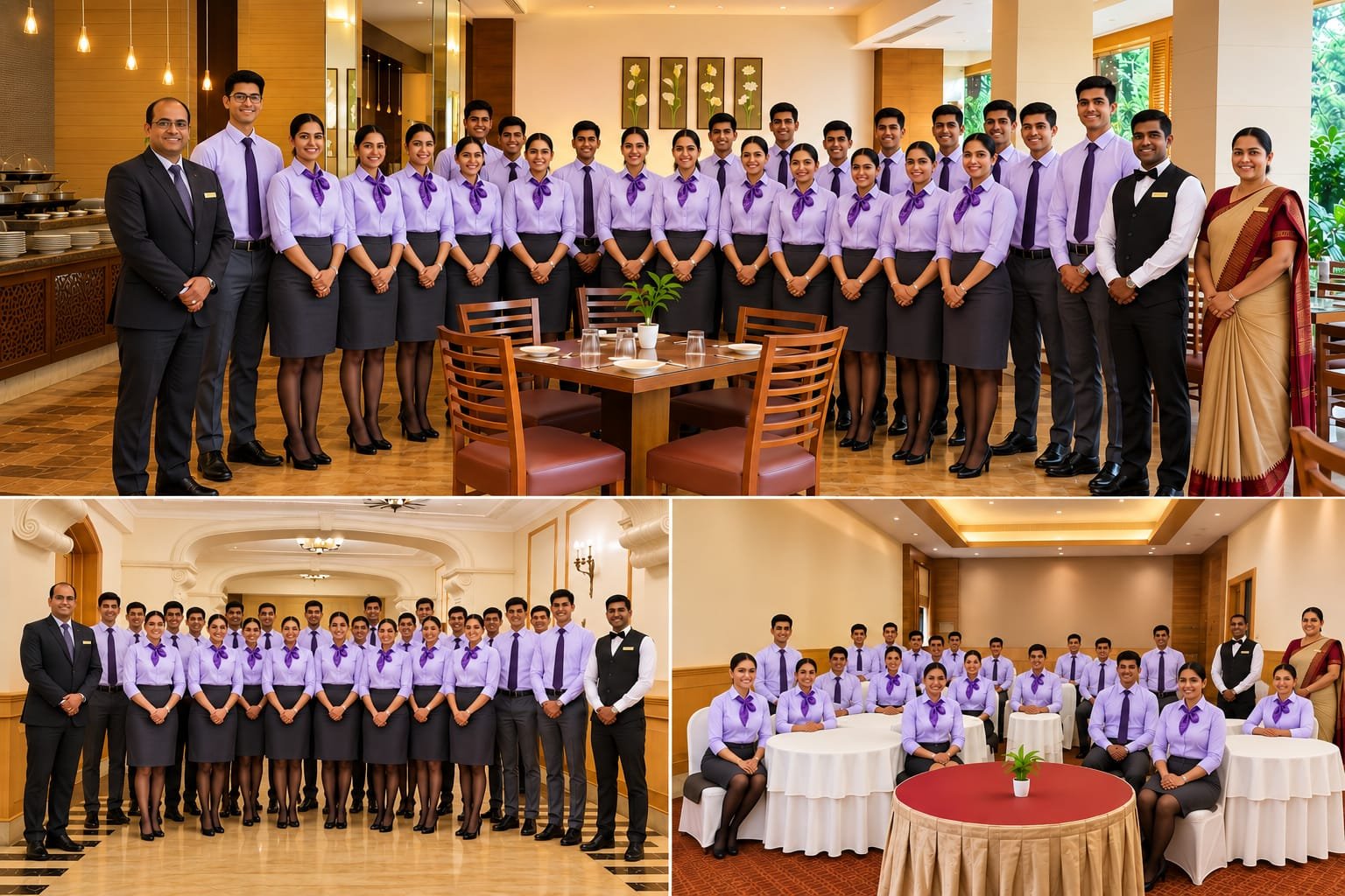 Hospitality trainees practicing real restaurant and banquet service